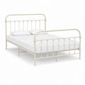 Cadre de lit double en acier blanc 140 x 190 cm avec tête et pied de lit
