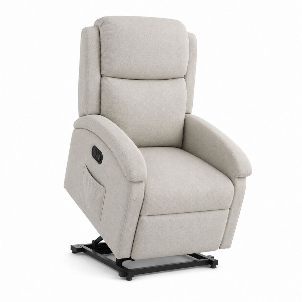 Fauteuil releveur électrique inclinable beige en polyester 85 x 95 x 105 cm
