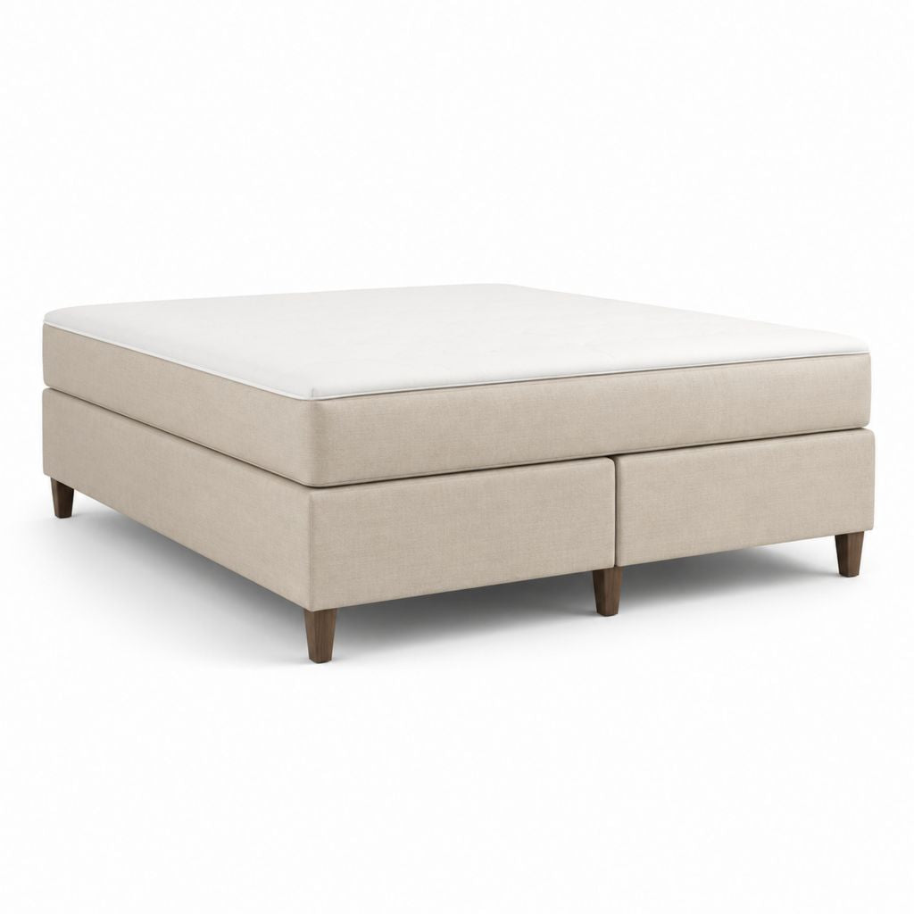 Ensemble lit double avec matelas beige en polyester 160 x 200 cm