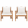 Paire de chaises de jardin en acacia avec coussins pour extérieur