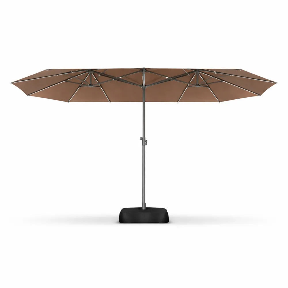 Grand parasol double avec LED, idéal pour extérieur