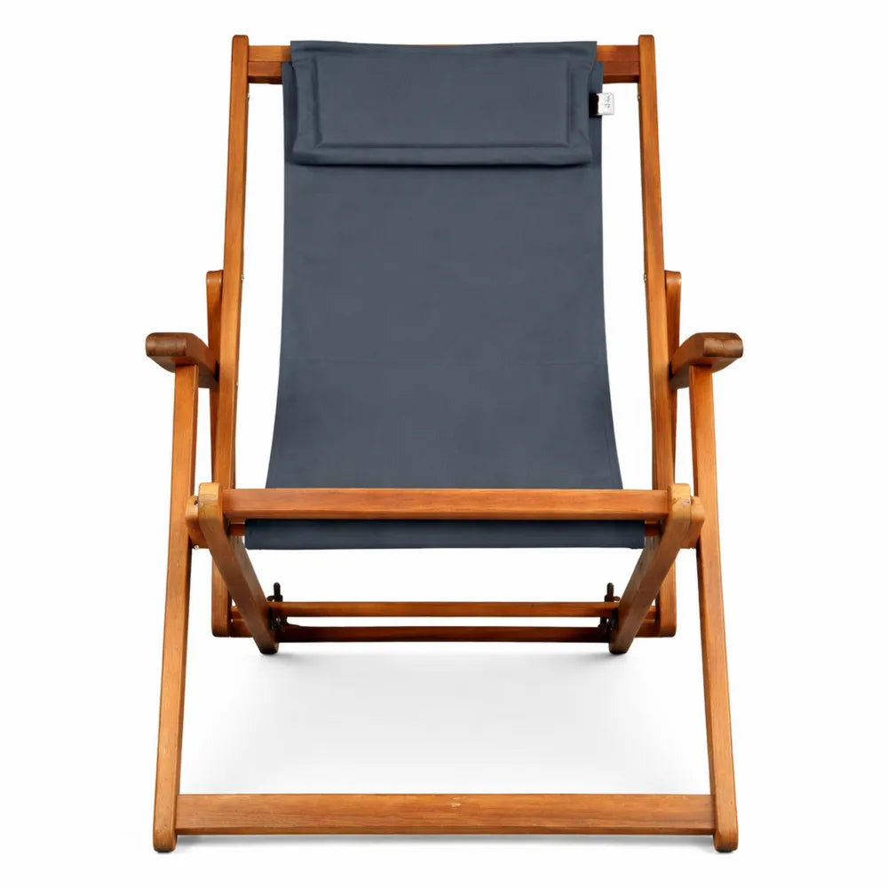 Chaise Longue de Jardin Ajustable en Bois Anthracite