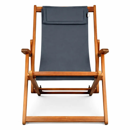 Chaise Longue de Jardin Ajustable en Bois Anthracite