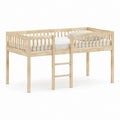 Lit mezzanine enfant 90 x 200 cm en pin massif naturel avec échelle et barrières