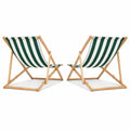 Transat de jardin pliable en bois de hêtre jusqu'à 120 kg, sans accoudoirs, blanc et vert