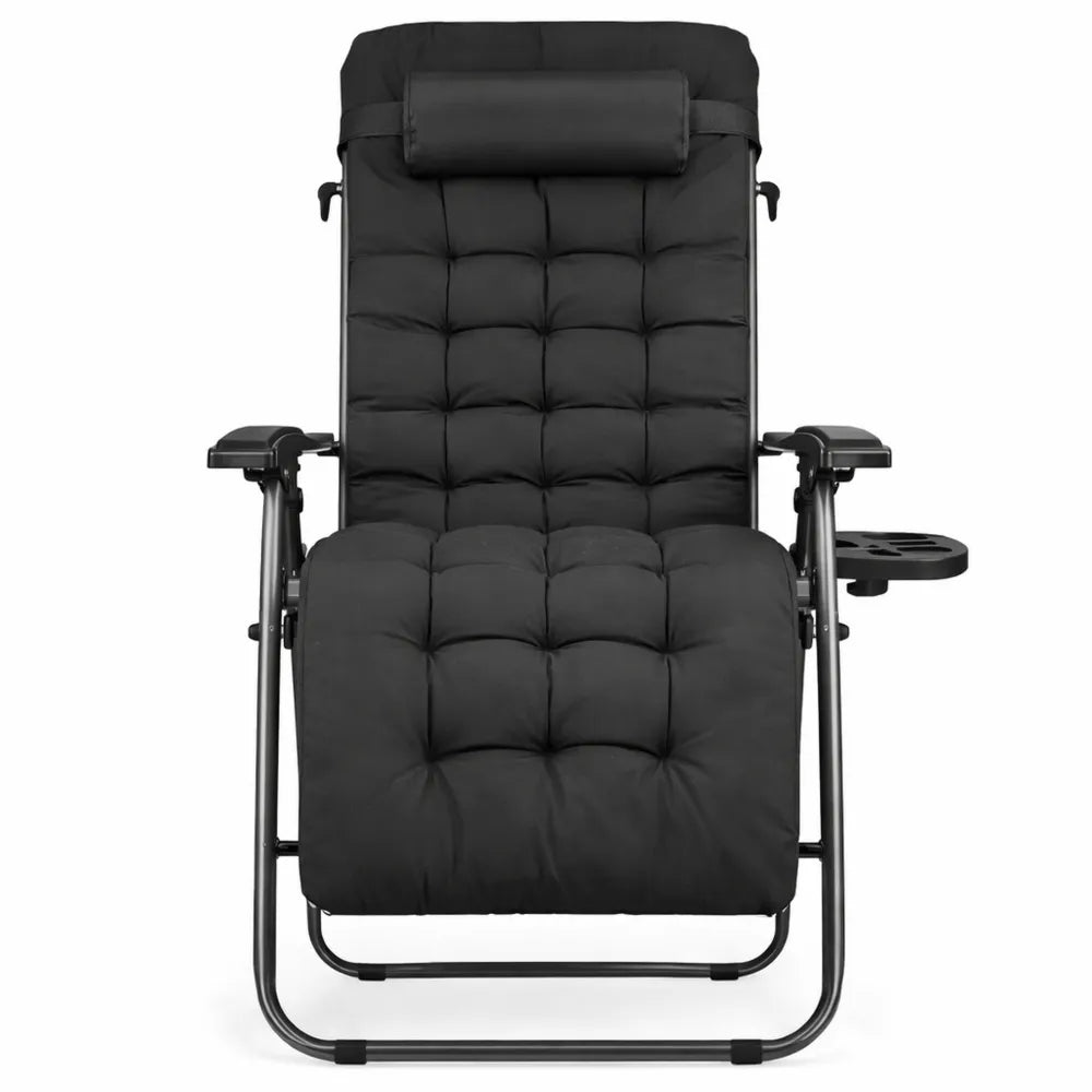 Transat de Plage Pliable avec Coussin et Porte-gobelet