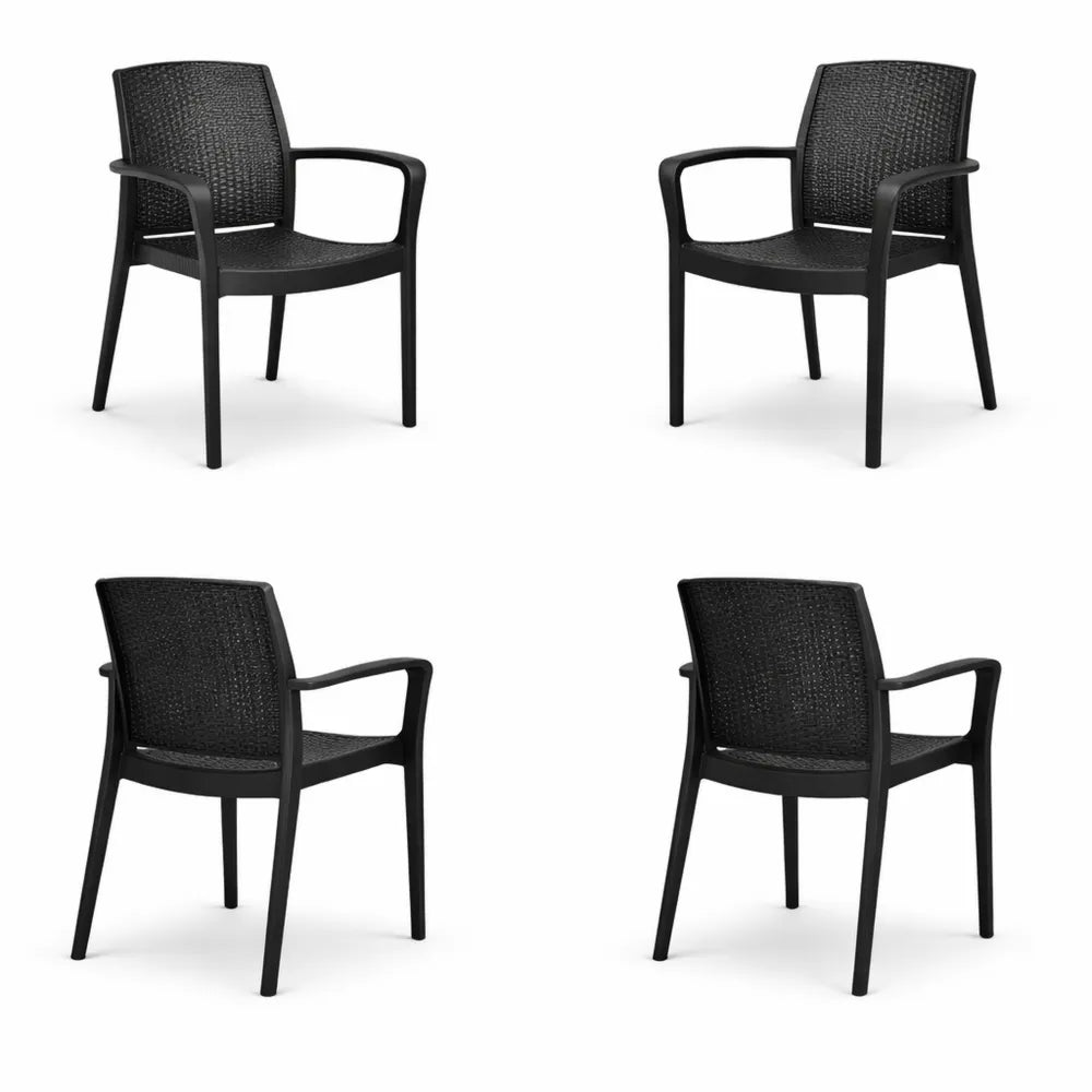 Lot de 4 chaises de jardin empilables en résine