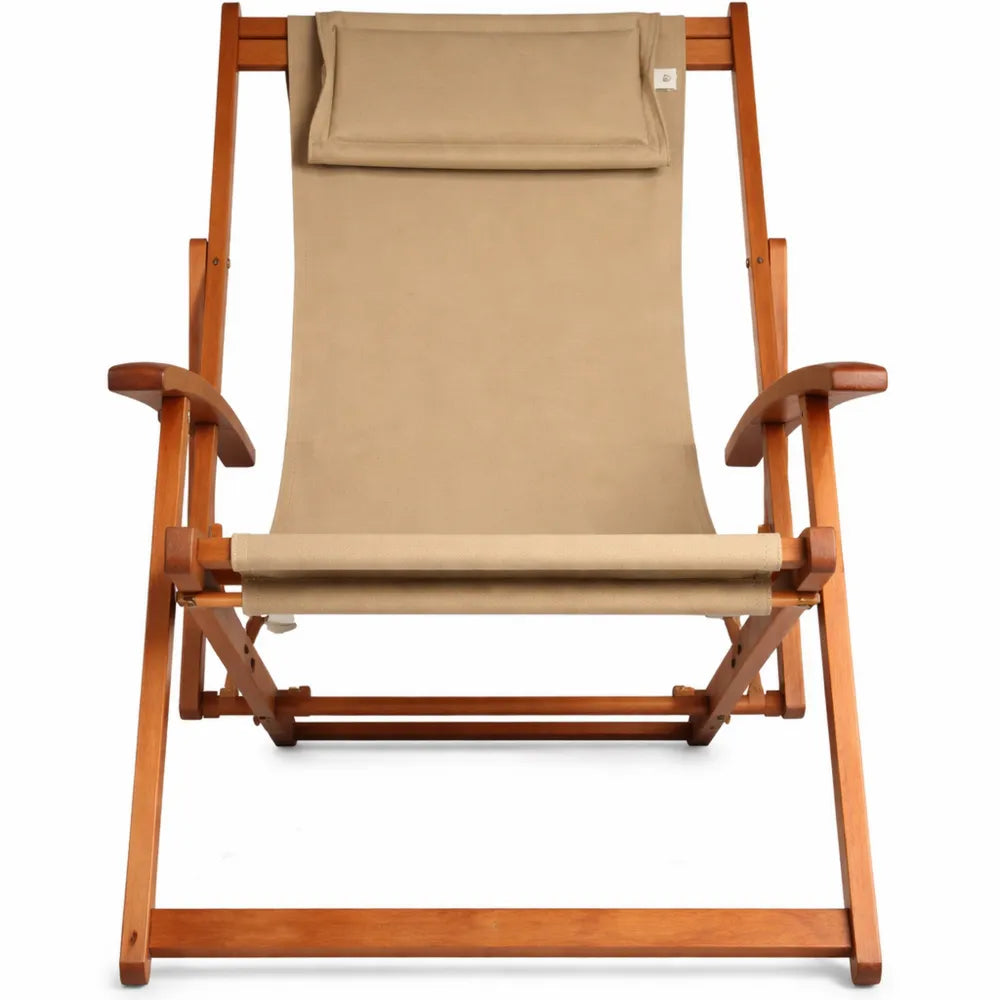 Chaise de Jardin Pliante en Bois Beige 3 Positions