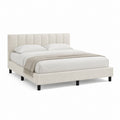 Lit double avec cadre de lit beige en polyester 160 x 200 cm