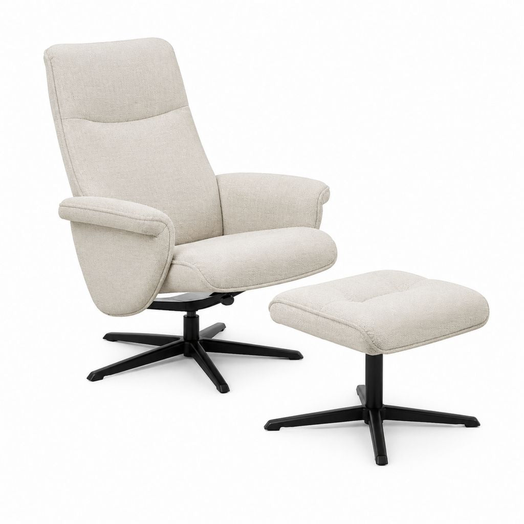Fauteuil relax pivotant avec repose-pieds beige en polyester 78 x 85 x 112 cm